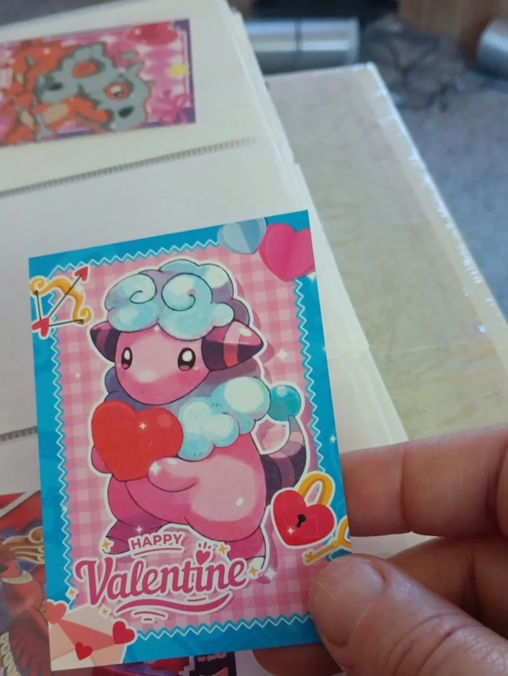 Pokemon Pink & Blue Valentine Wooloo Trading Card